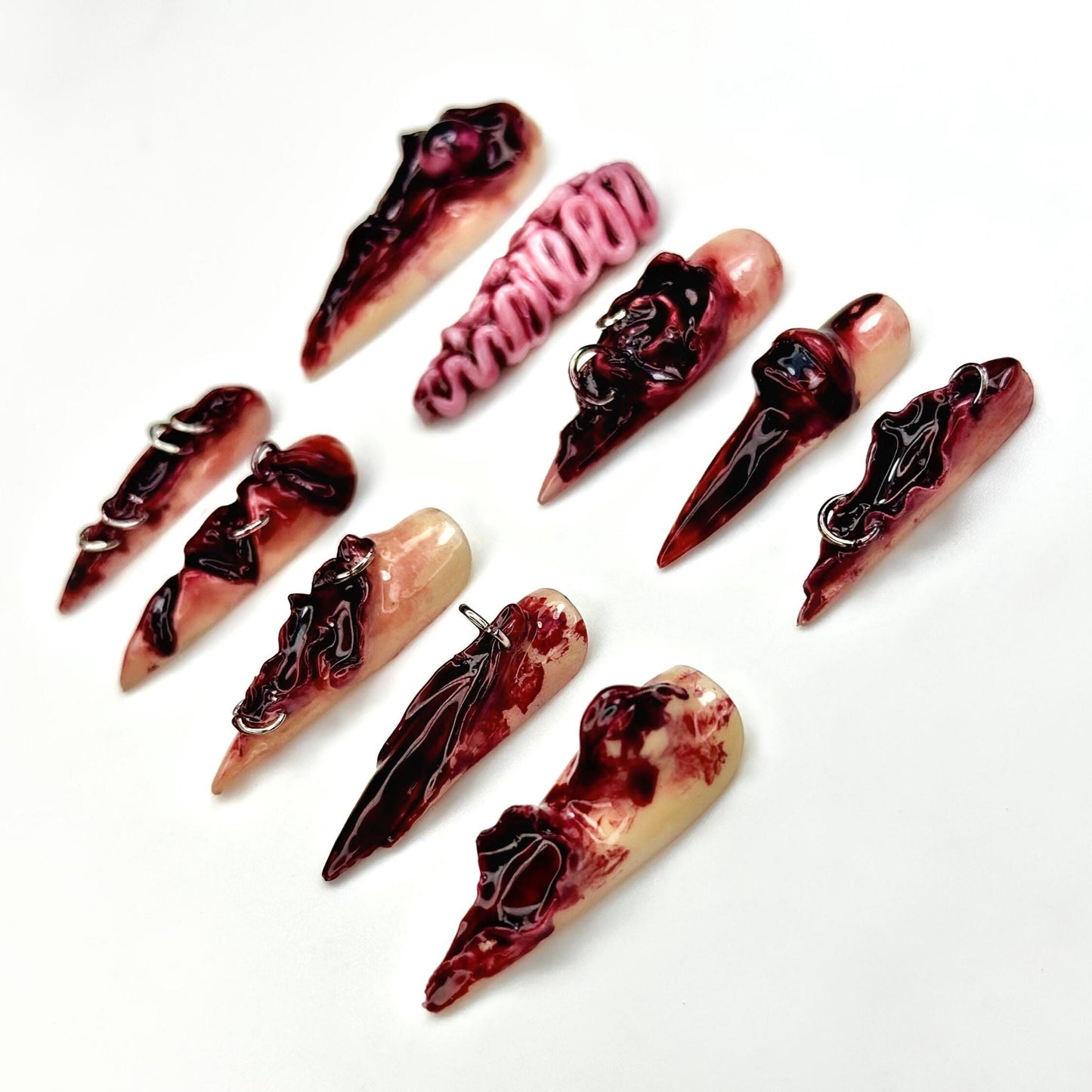 Bloody Gore Horror Press On Nails - Horror Gore Bloody 3D Nail Se