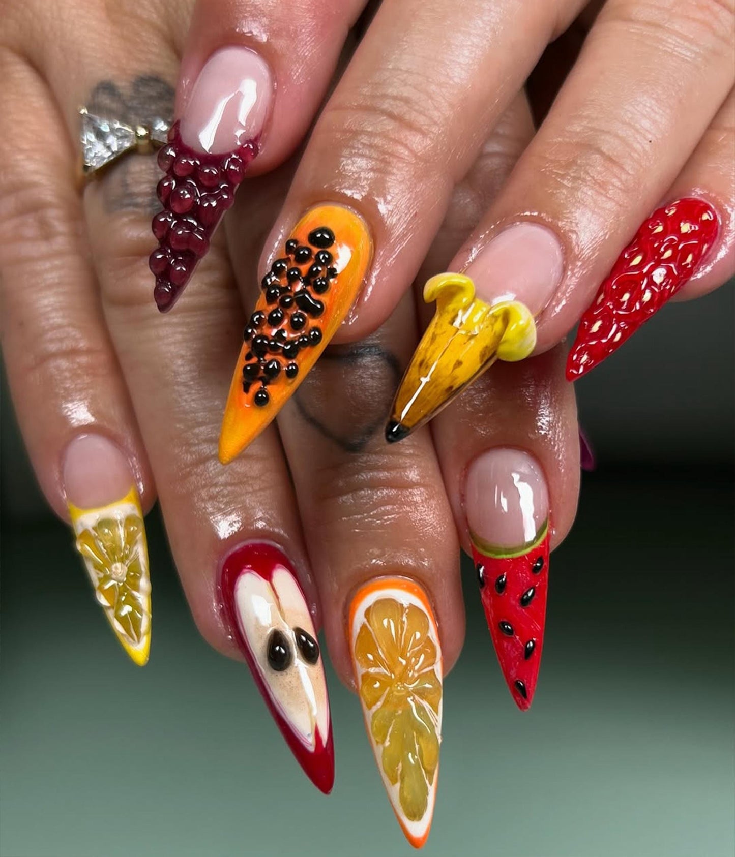 3D Tropical Fruit Pop Press On Nail Set