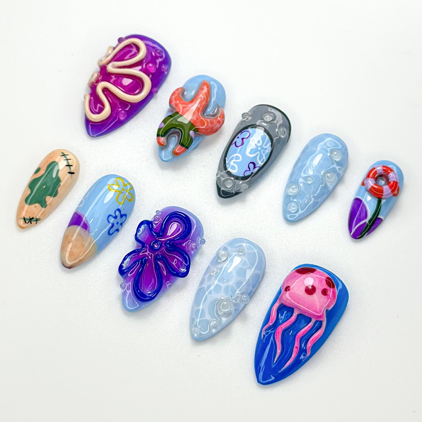 Undersea Cartoon Press On Nails