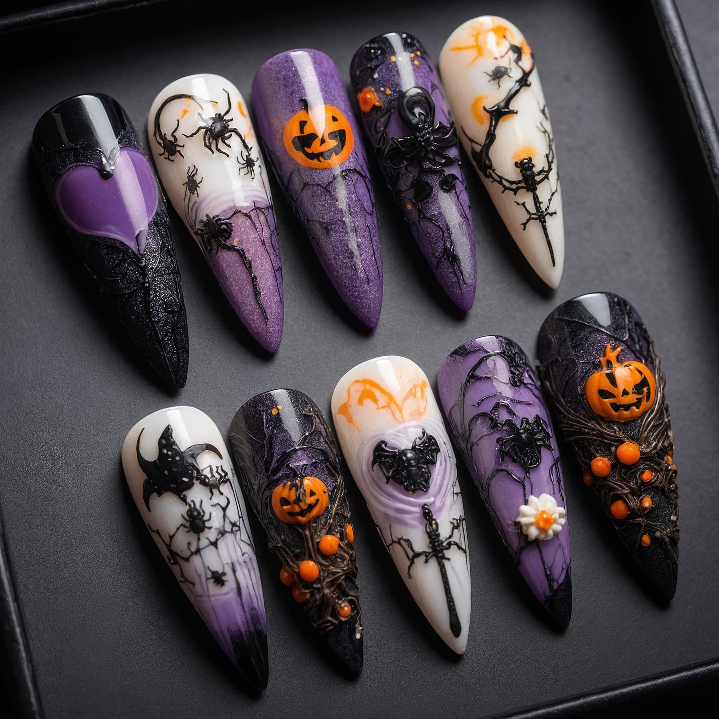 Spooky Spider Halloween Press On Nails