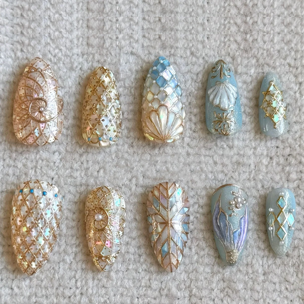 Opulent Seashell Press On Nail Art Set