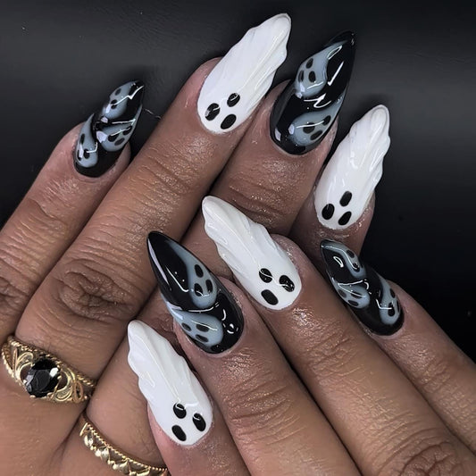 3D Ghost Halloween Press On Nails - Spooky Ghost 3D Halloween Nail Set