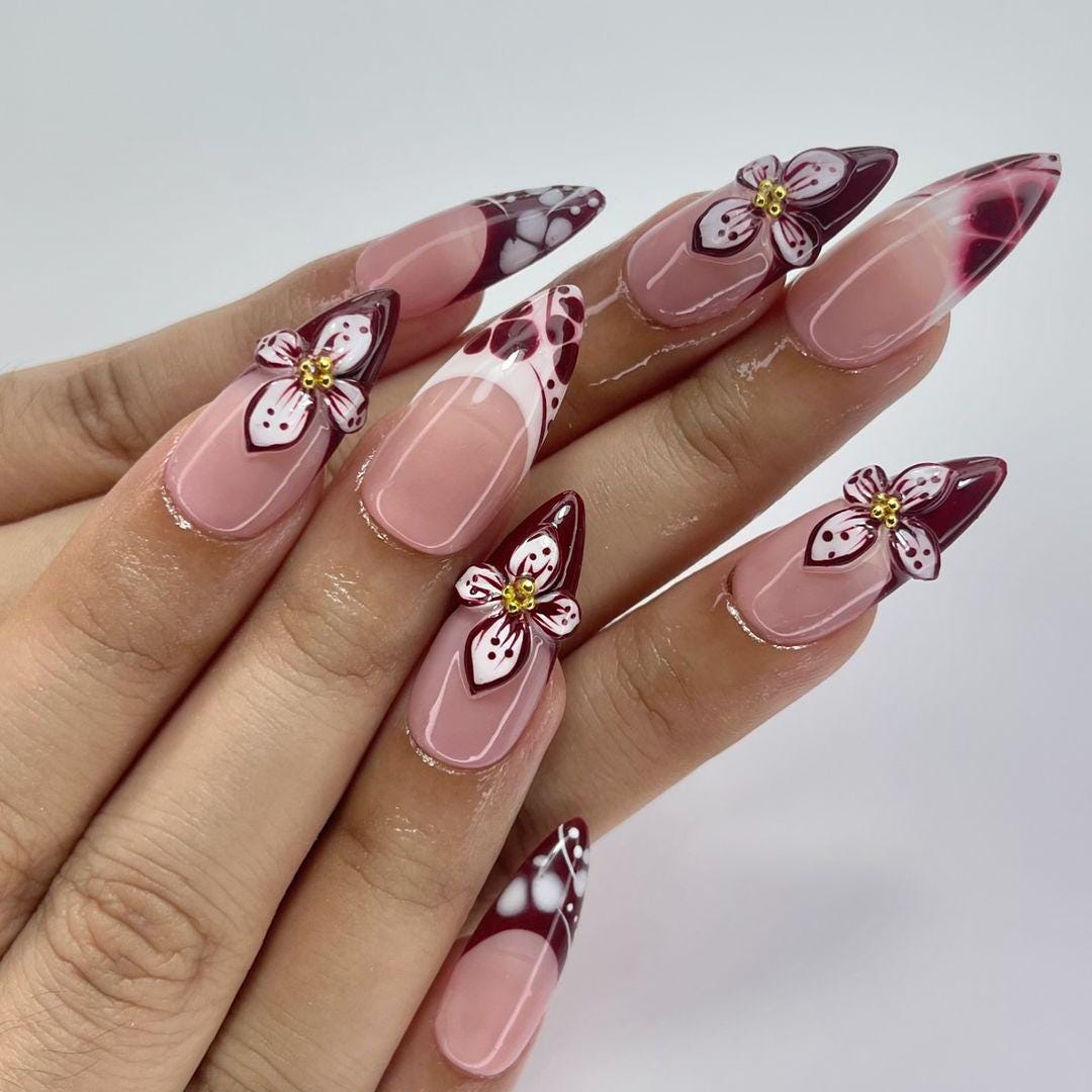 Red French Tips Press On Nails