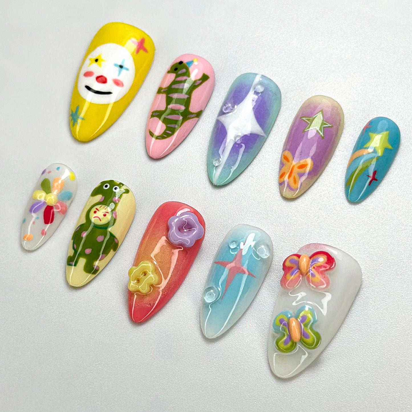 Whimsical Clown Press-On Nails