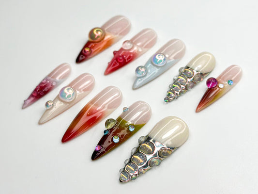 3D Bubble Chrome Press-On Nails