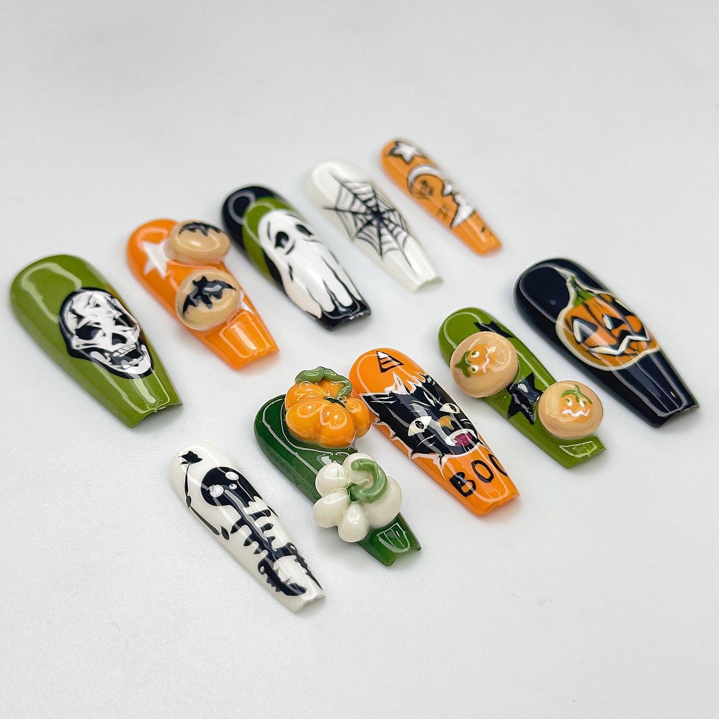 Spooky Halloween Press On Nails - Halloween 3D Spooky Press On Nails