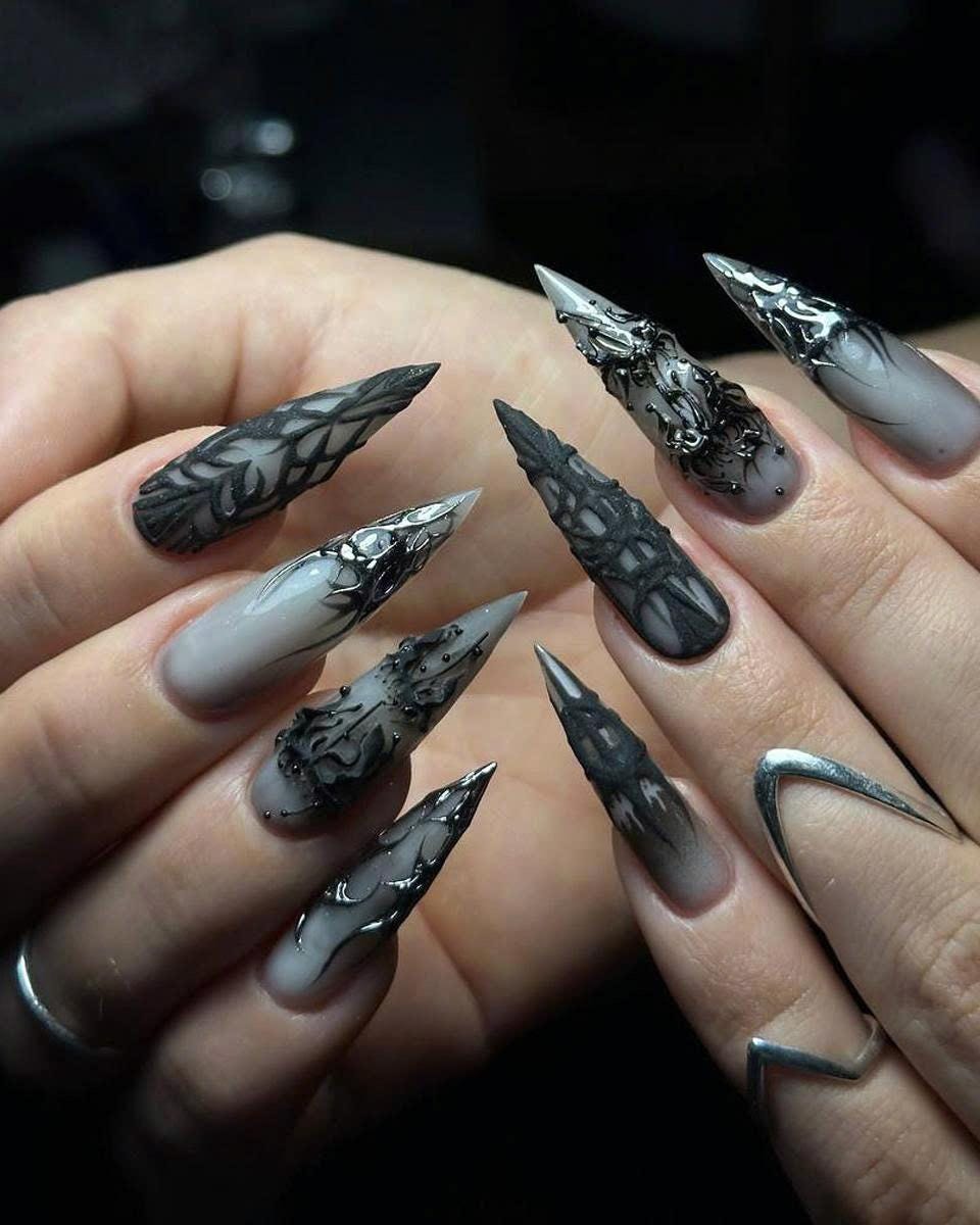 Witchcore Black Gothic Press On Nail Set