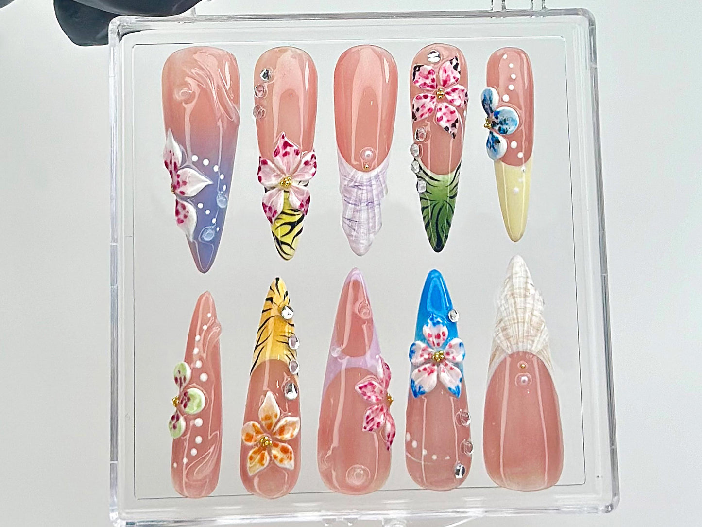 Tropical Bloom 3D Press On Nail Set