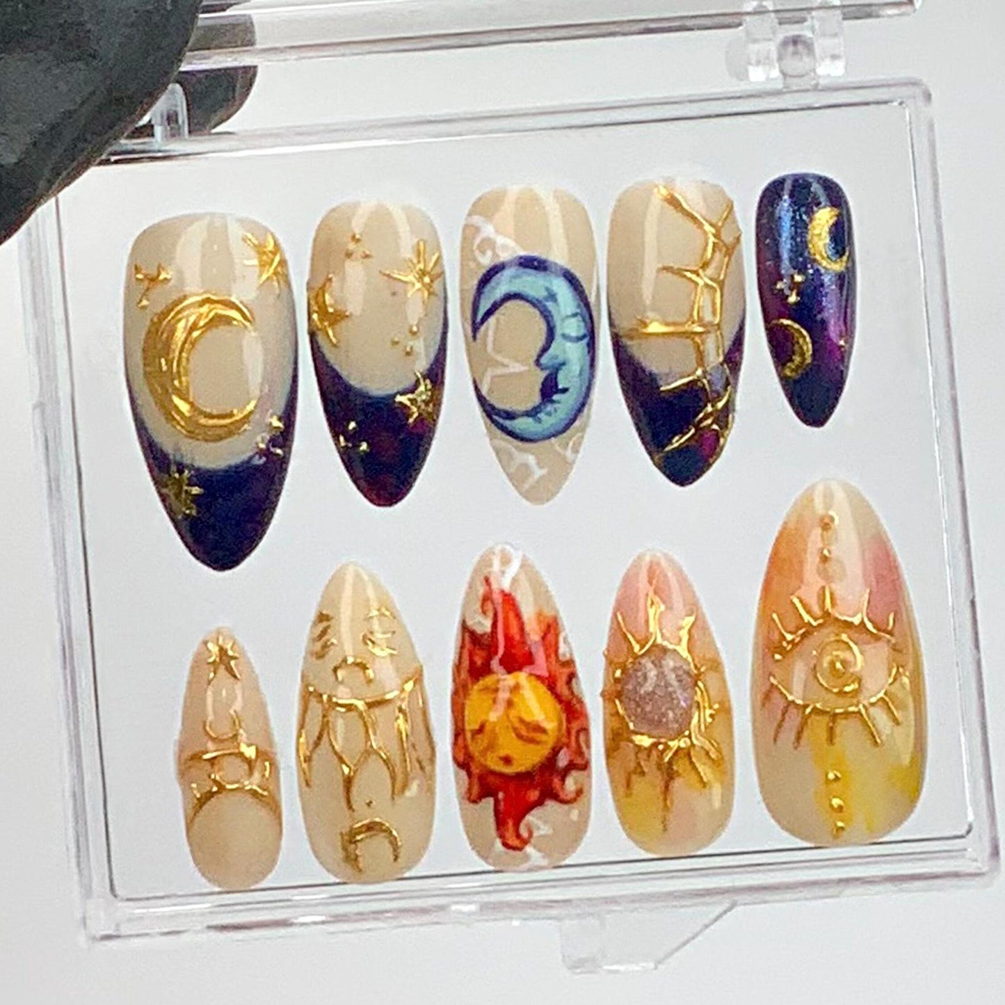 Celestial Sun and Moon Press On Nails - Celestial Moon Sun Star Press On
