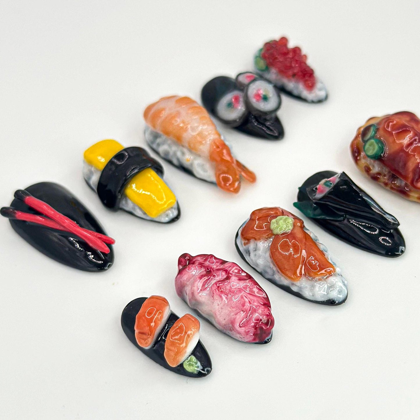 3D Japanese Sushi Press-On Nails - 3D Sushi Nail Art Set