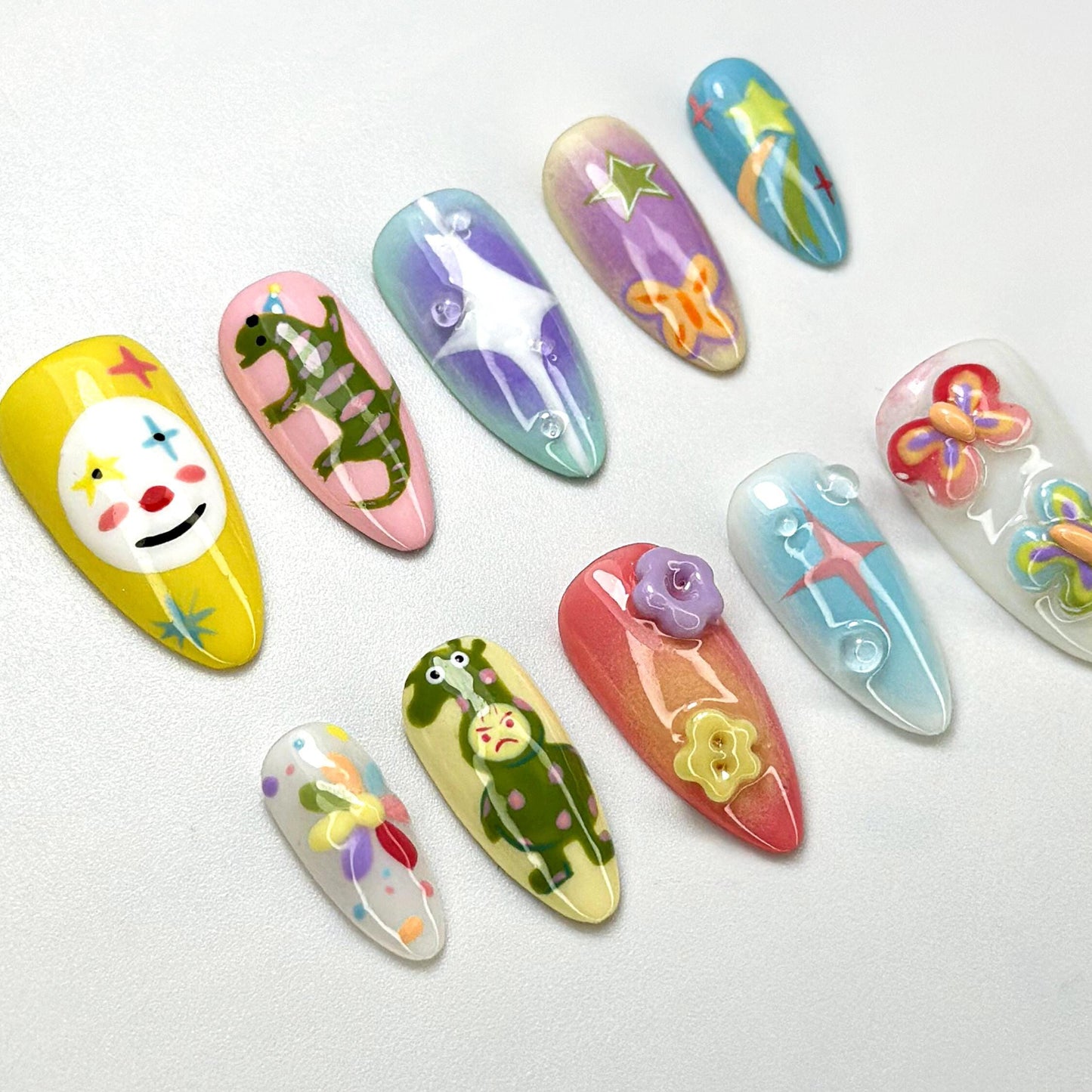 Whimsical Clown Press-On Nails