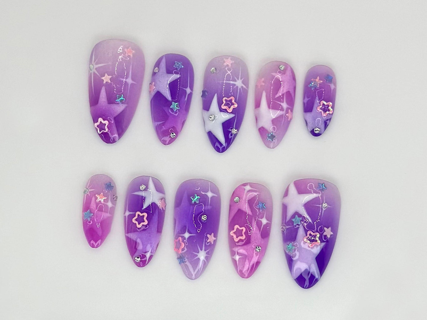 Galaxy Purple Pink Starry Press On Nails