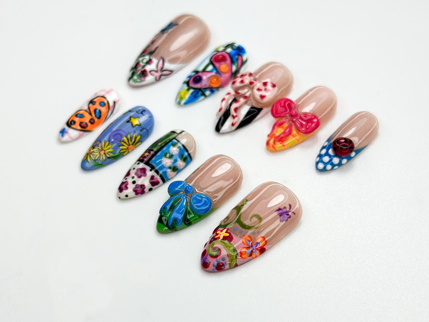 Butterfly & Bow Nail Art Set - Vibrant Press-Ons