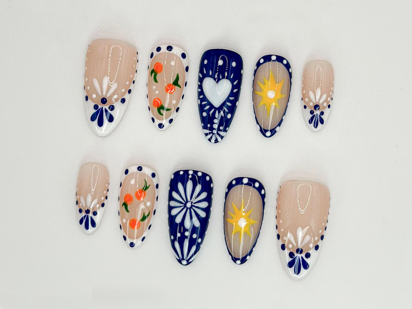 Unique Floral Press-On Nails