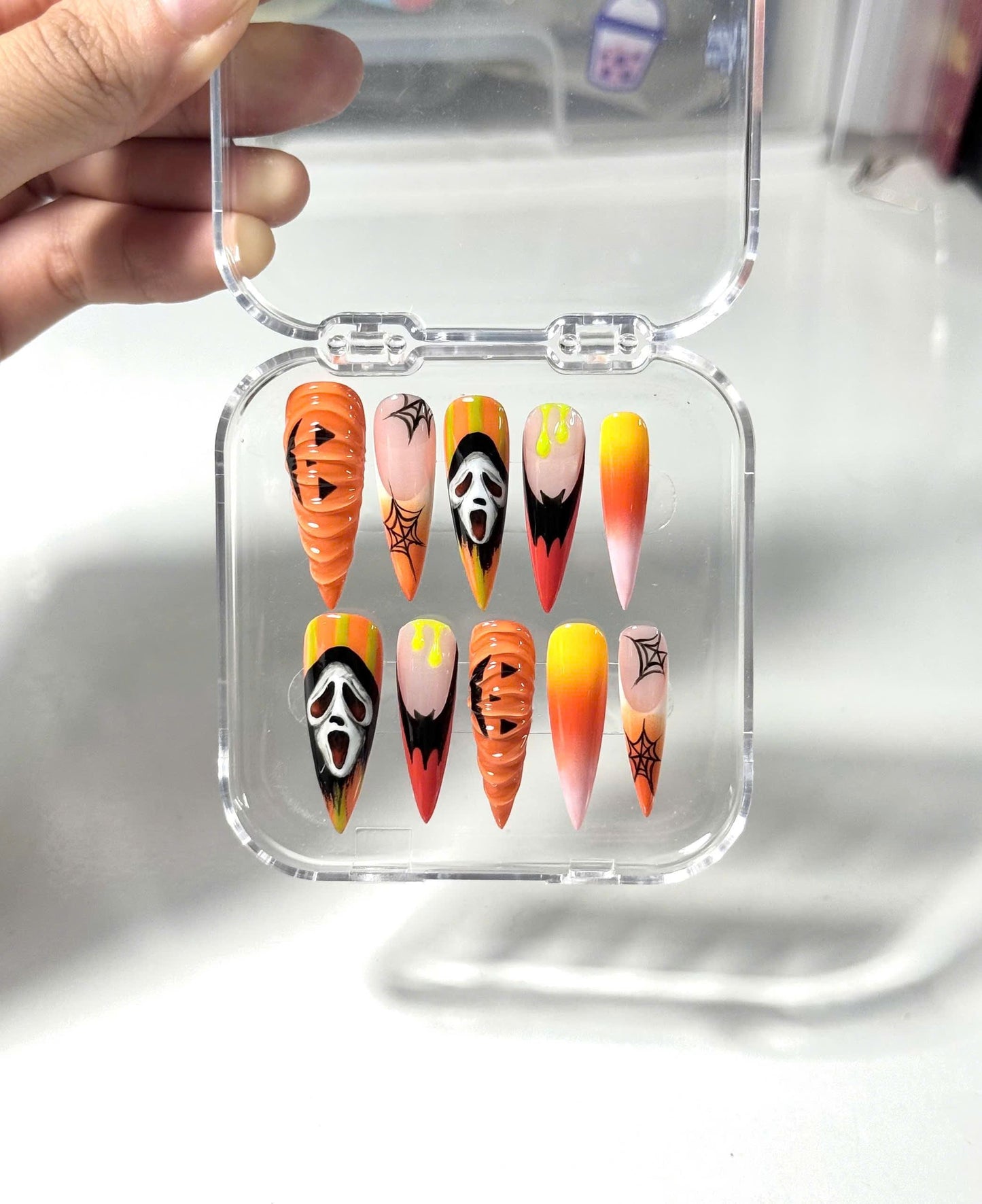 Halloween Press On Nails - Halloween Ghost Face Press On Nails
