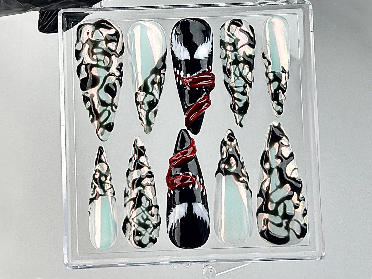 Venom Inspired 3D Press On Nails Horror
