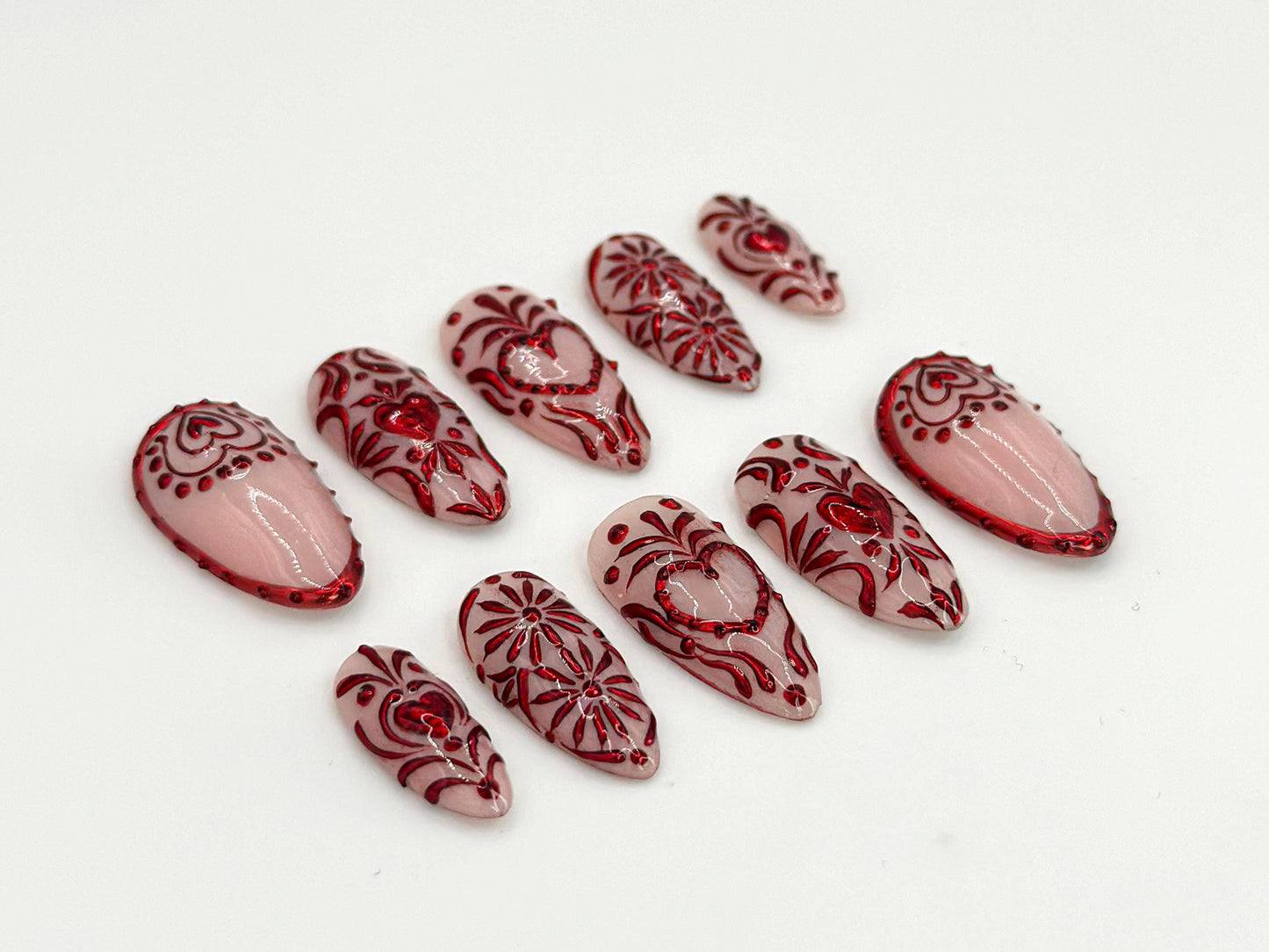 Stunning Red Heart Nail Art Set