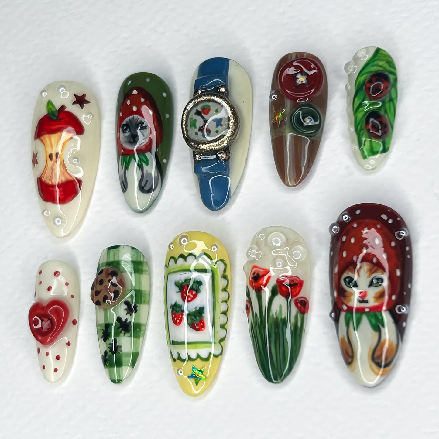 Whimsical Storybook Press On Nails - Whimsical Hand Painted Art Press On