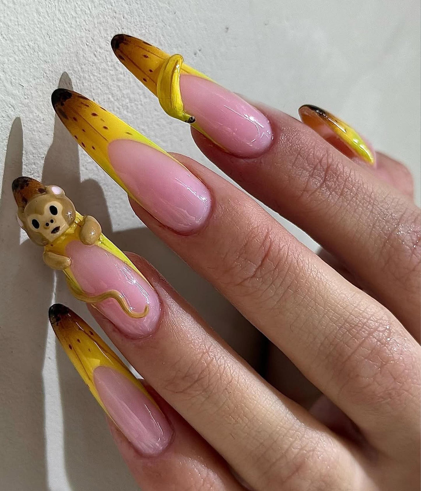 Banana Monkey 3D Press On Nail Set