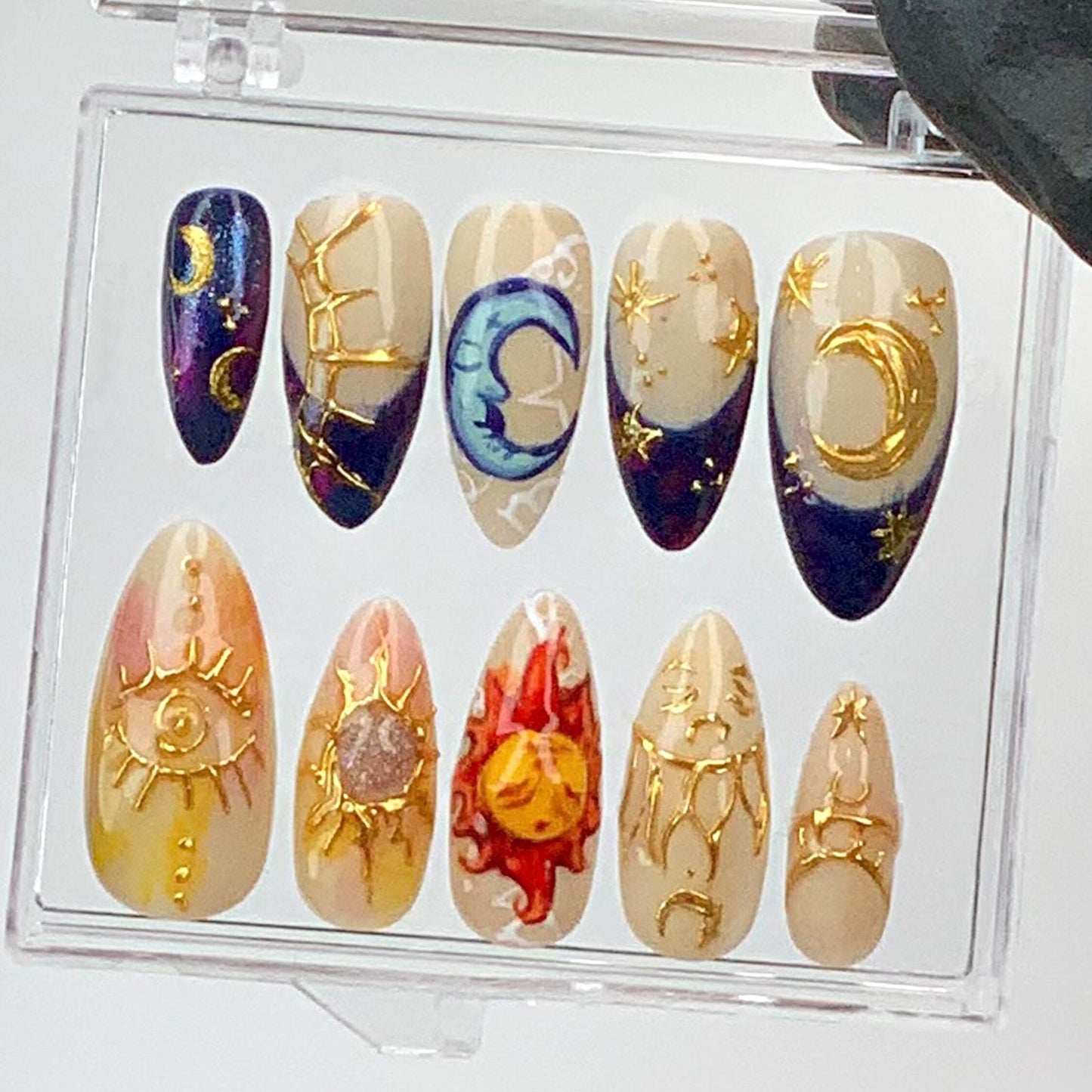 Celestial Sun and Moon Press On Nails - Celestial Moon Sun Star Press On