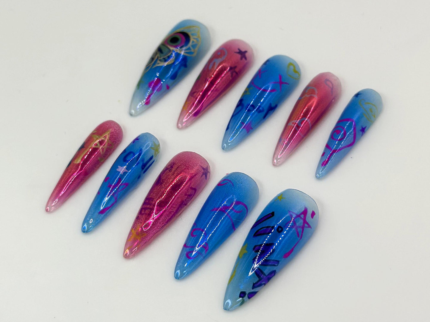 Vibrant Graffiti 3D Press On Nails