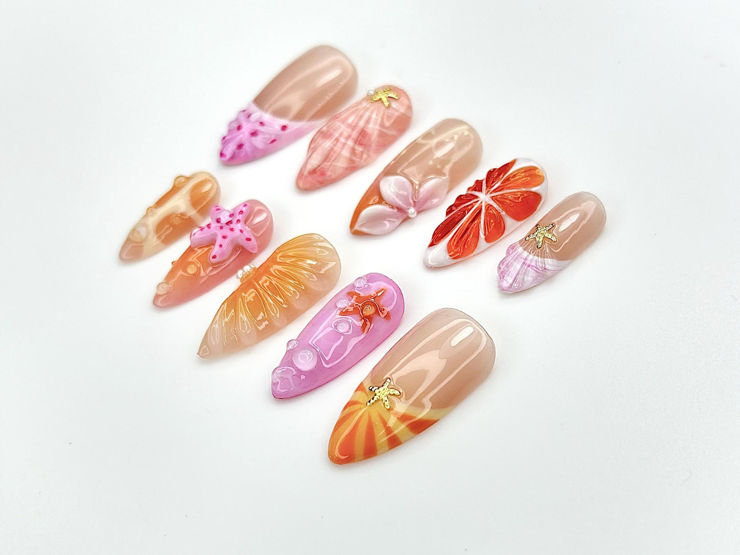 Tropical Starfish Beach Press On Nails Set