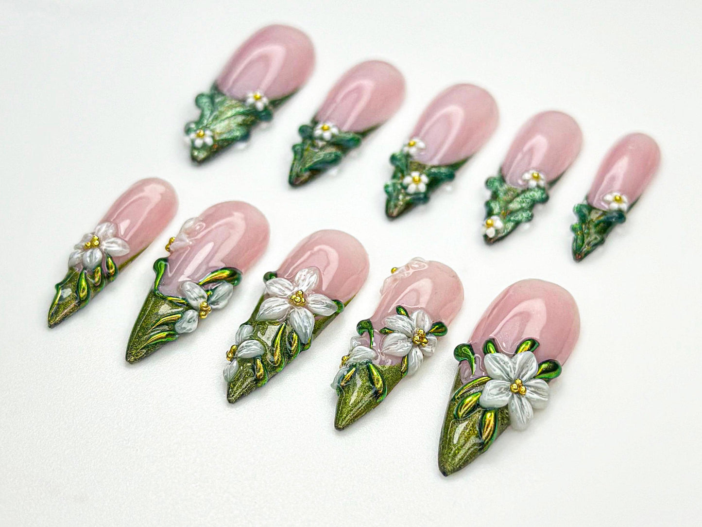 Floral Vine Stiletto Nail Art Set