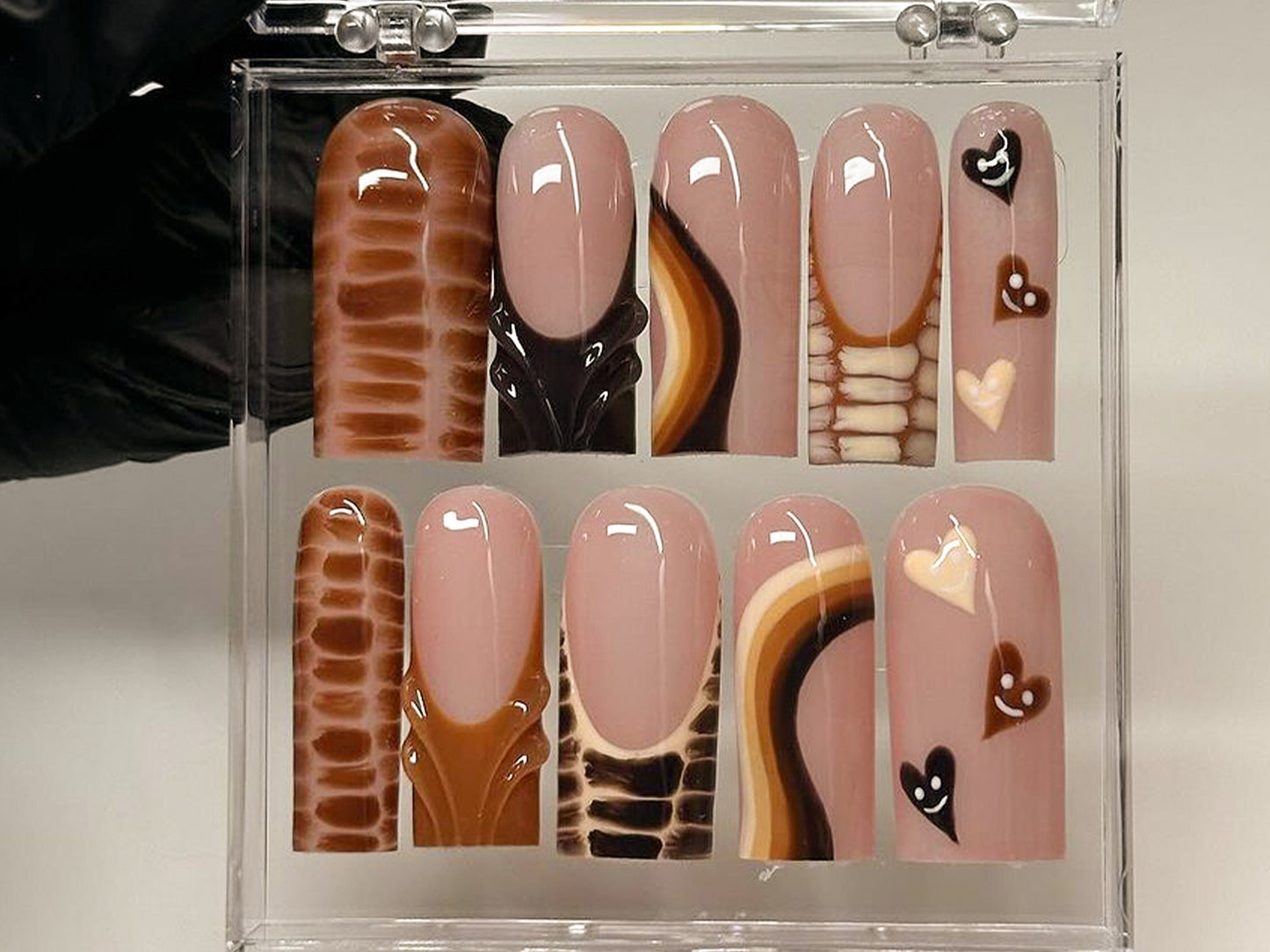 Retro Chocolate Swirl Press On Nail Set