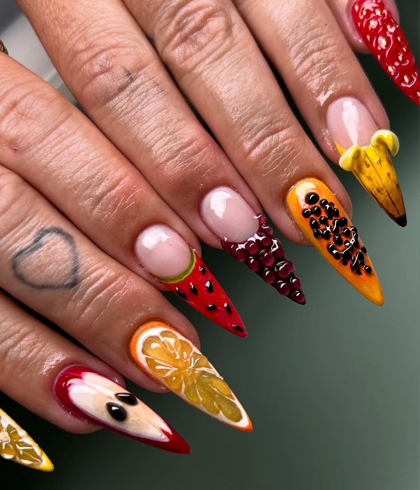 3D Tropical Fruit Pop Press On Nail Set