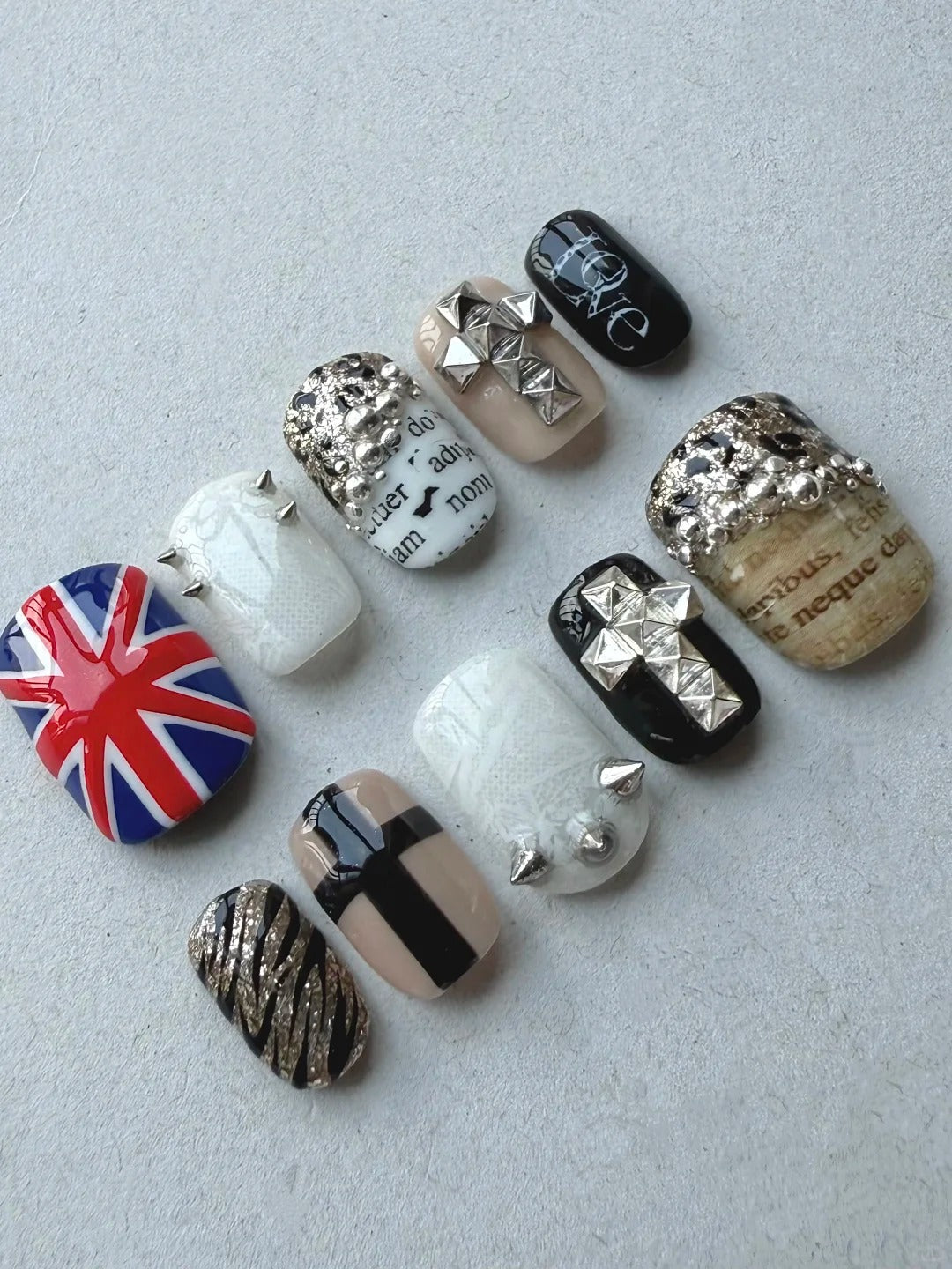 Edgy Union Jack Cross Press On Nails