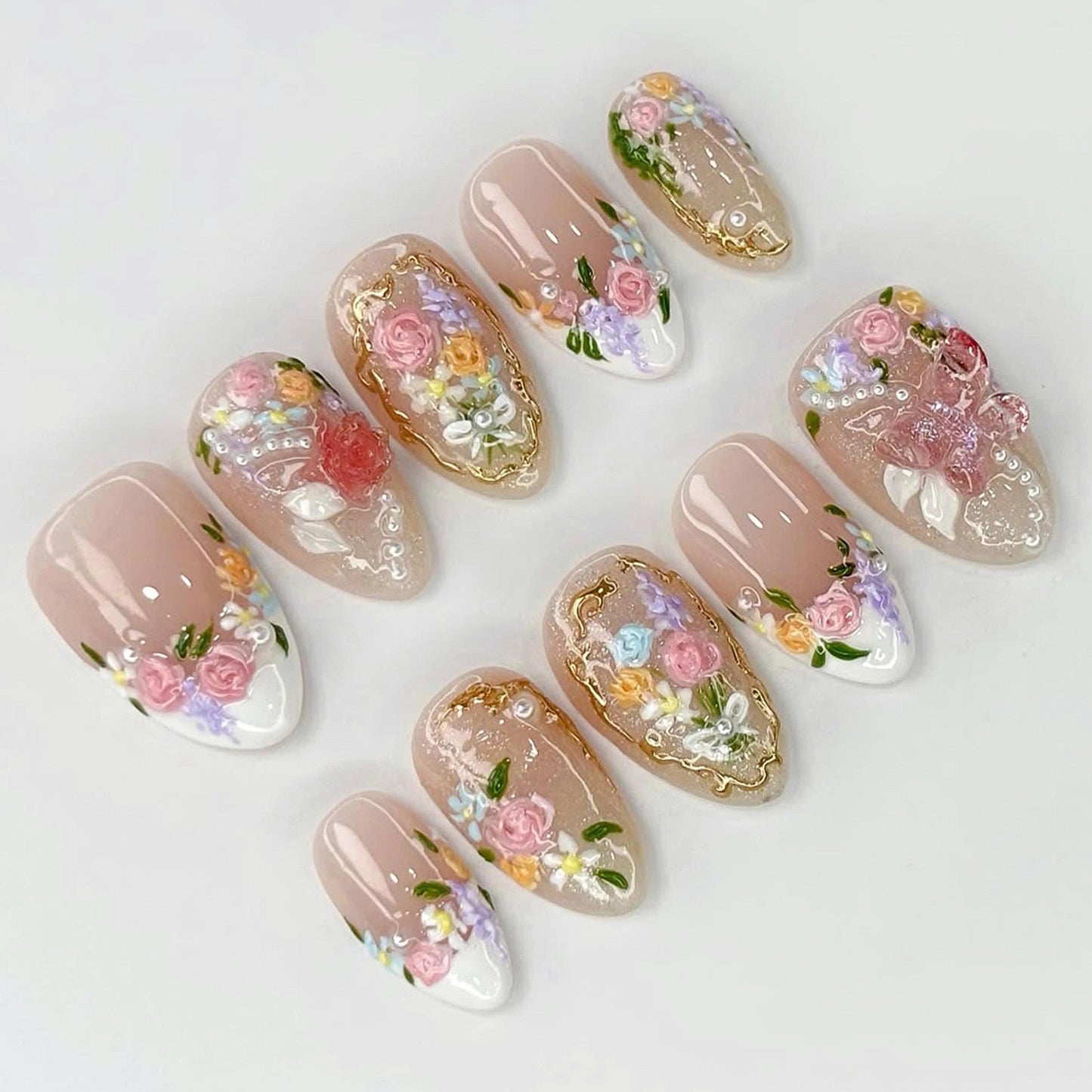 Secret Garden Flowers Press On Nails, Fairy Tale Inspired