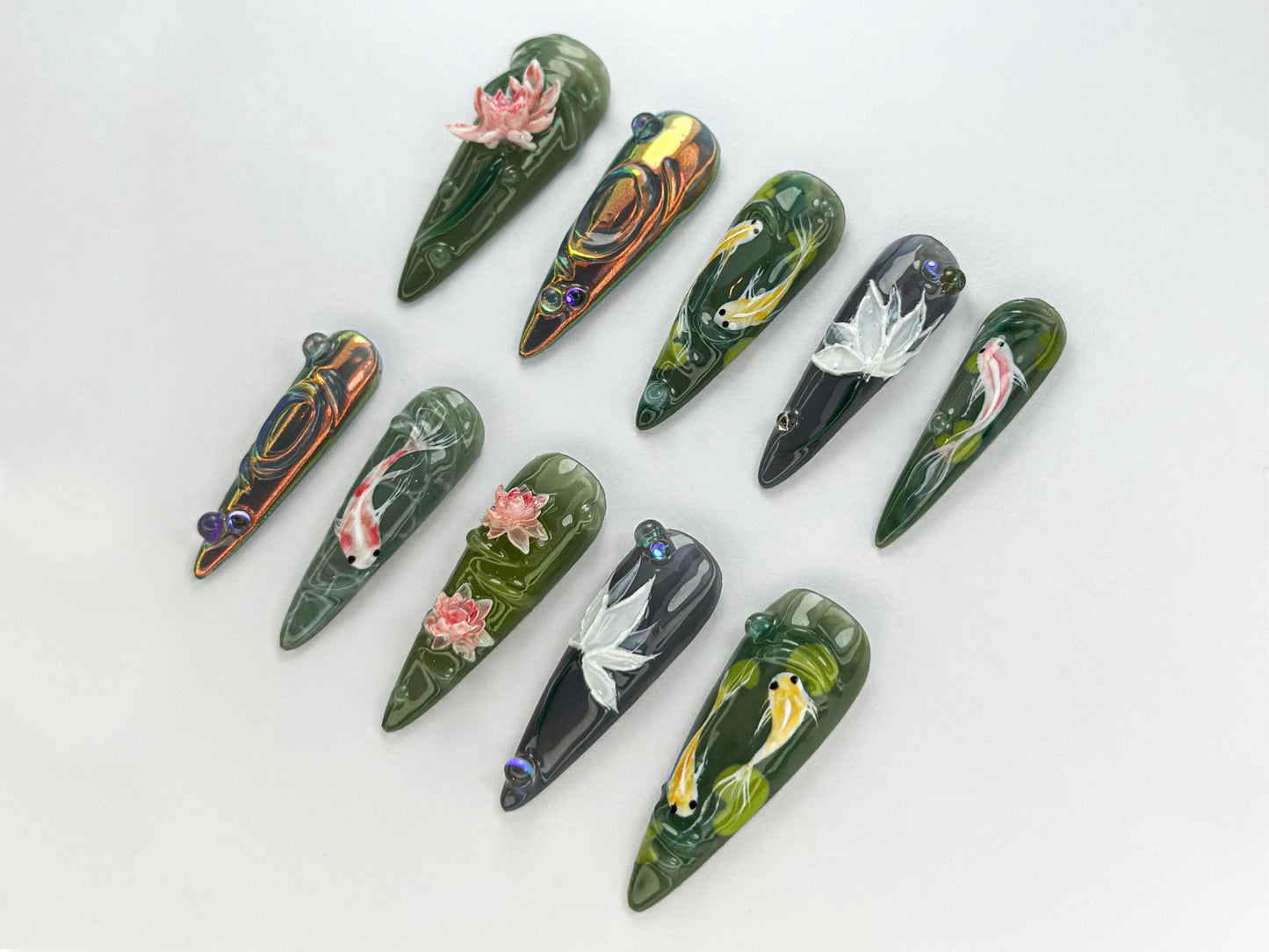 Elegant Koi Fish 3D Press On Nails