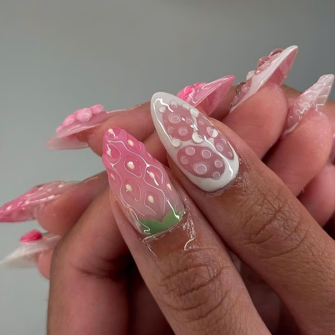 Cherry Gloss 3D Summer Press On Nails