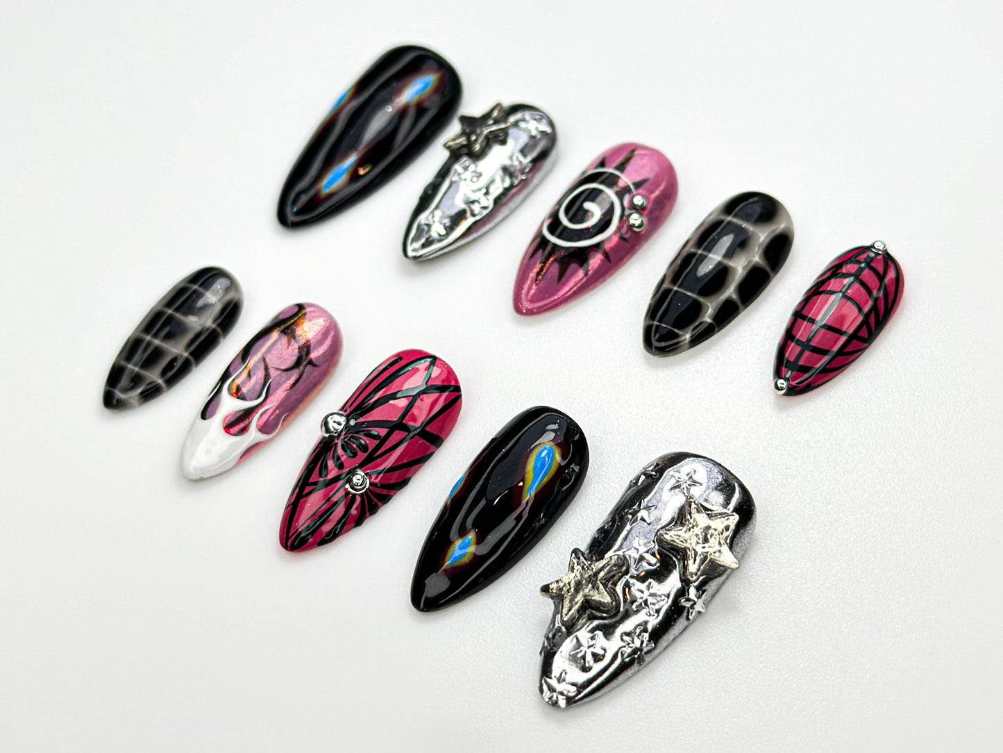 Cyber Star Chrome Press On Nail Set