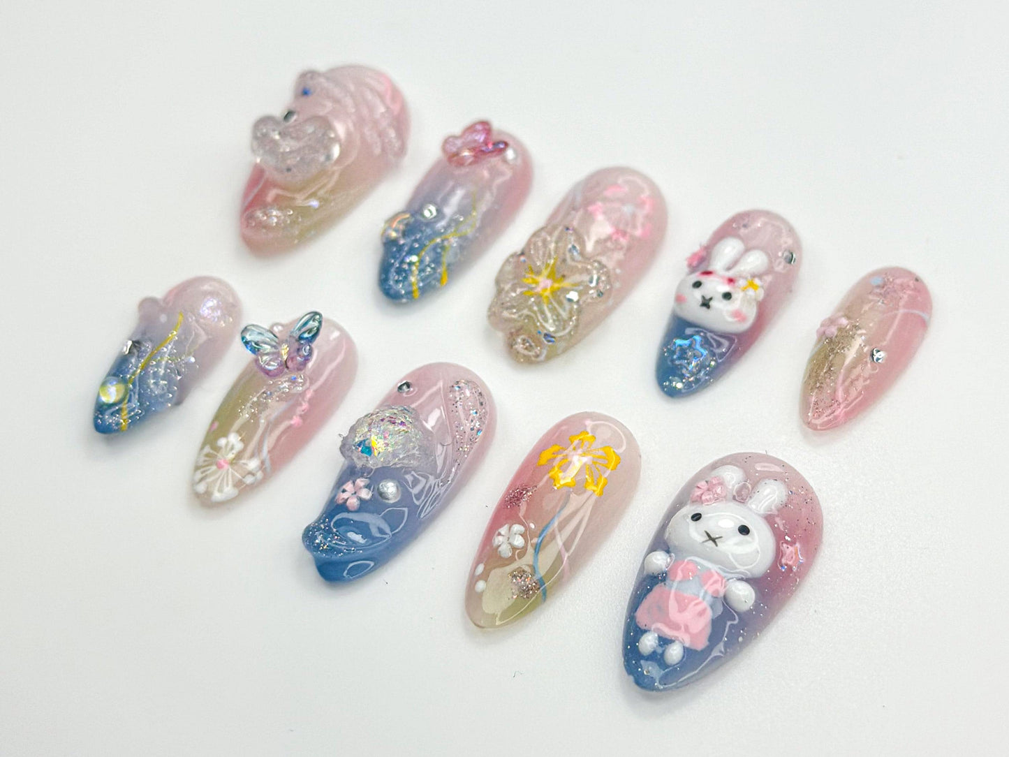 Cute 3D Butterfly & Bunny Nail Art Set