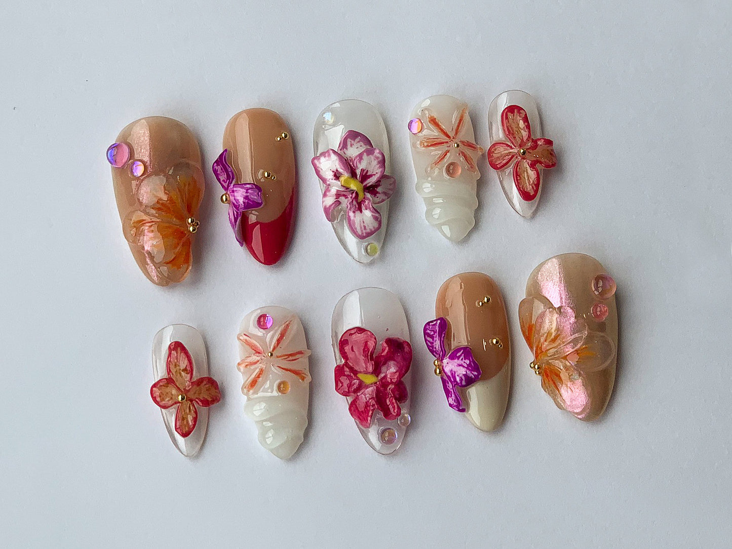 Stunning Floral 3D Nail Art Set - Elegant Design