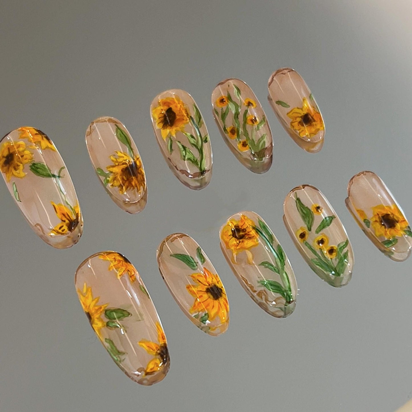 Stunning Sunflower Nail Art Set - 10 Pcs
