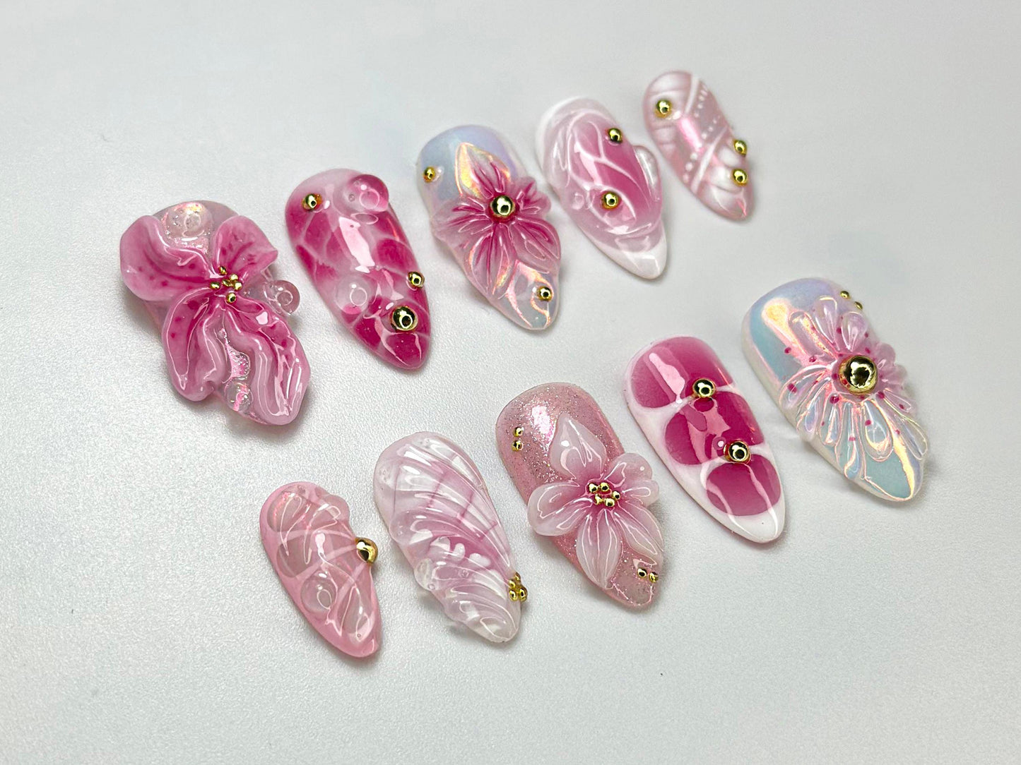 Elegant Pink Floral Press On Nails