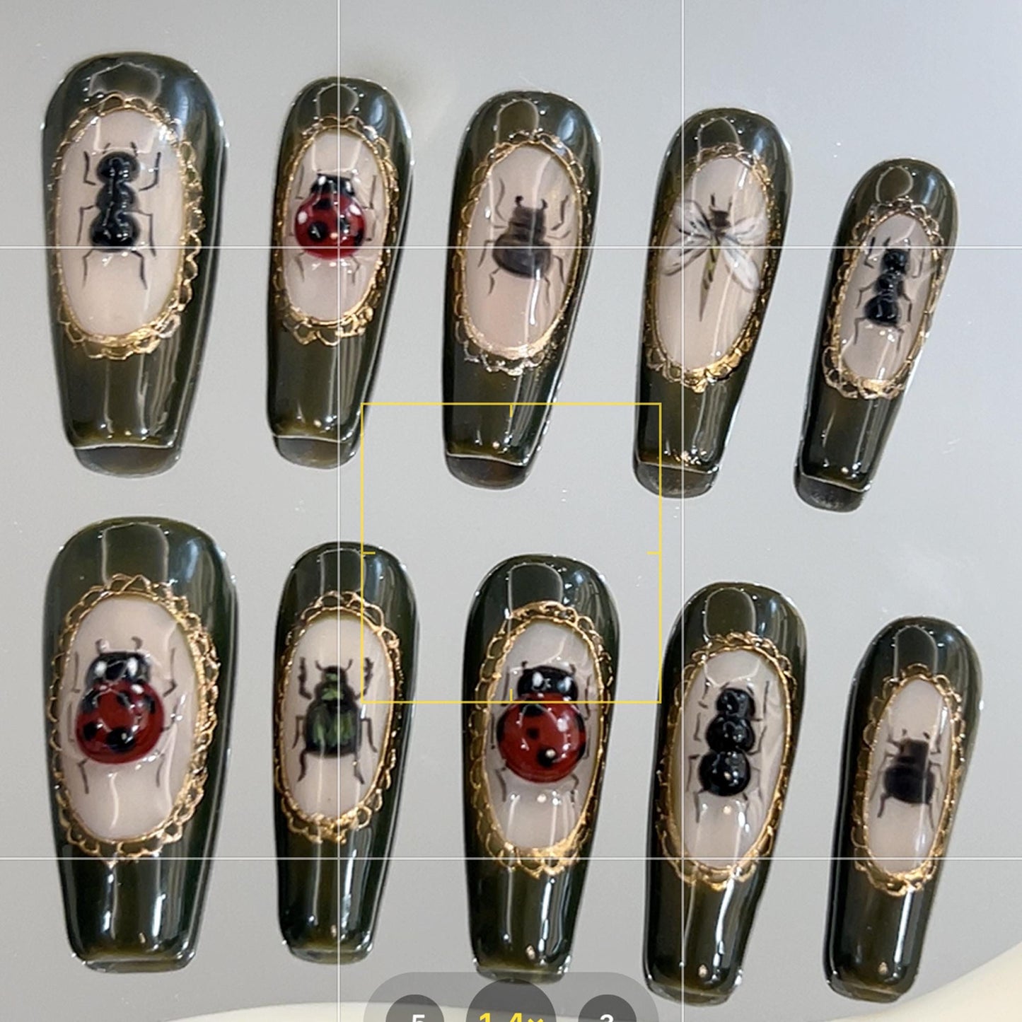 Elegant Insect Nail Art Set - Unique Handcrafted Design