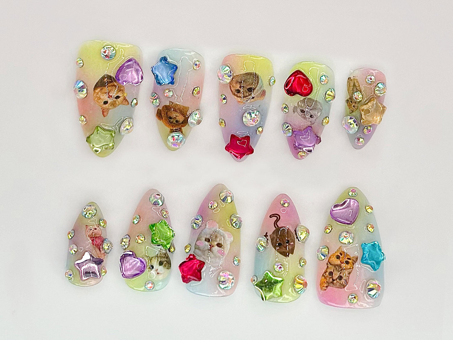 Cute Cat 3D Press On Nails