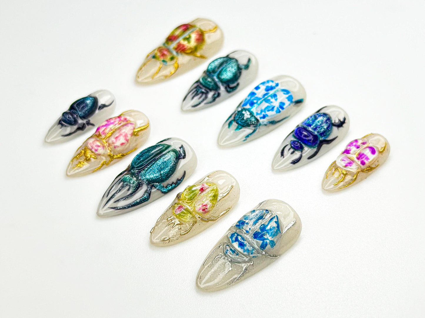 Stunning 3D Beetle Press-On Nails