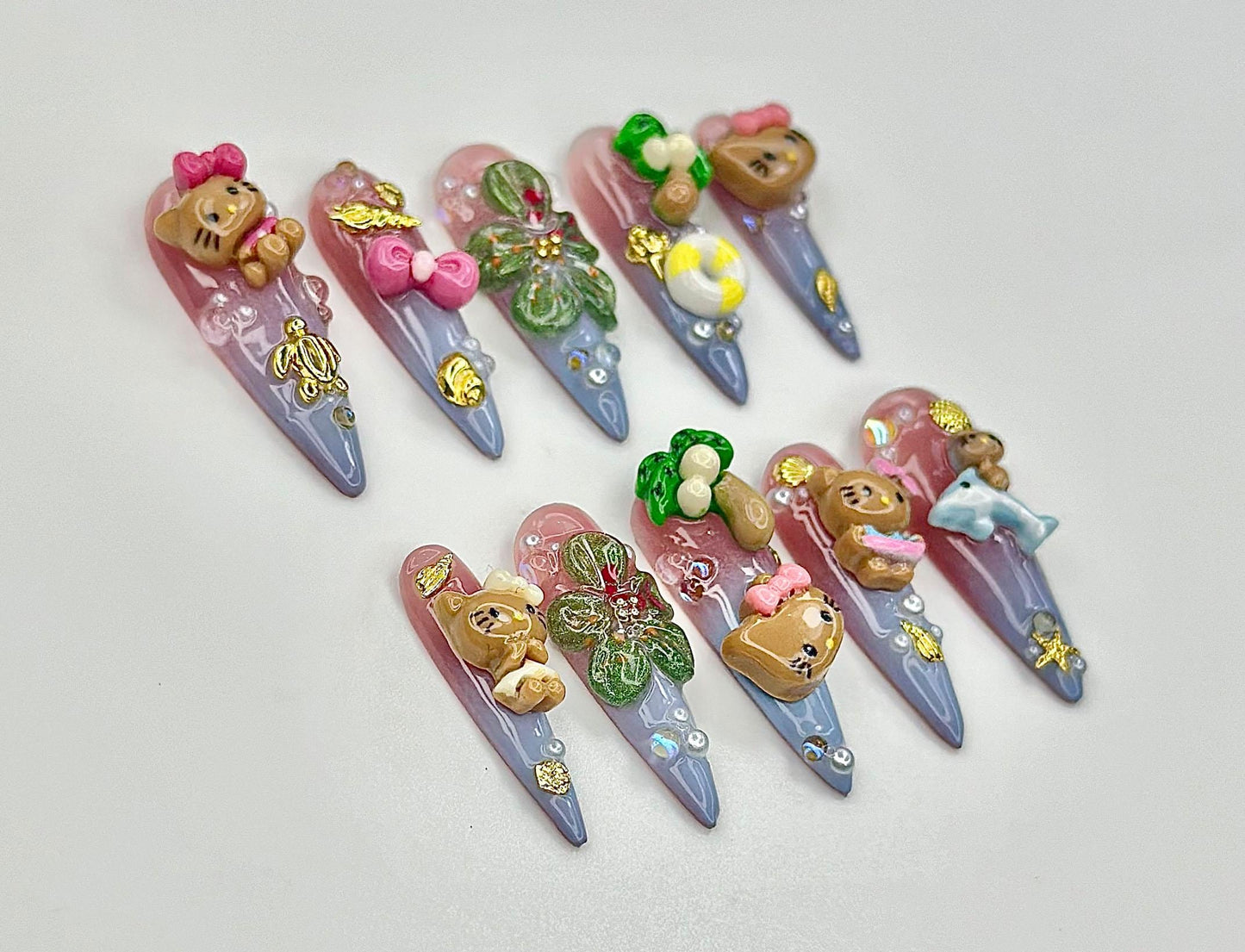 Tropical Cute 3D Press On Nail Set