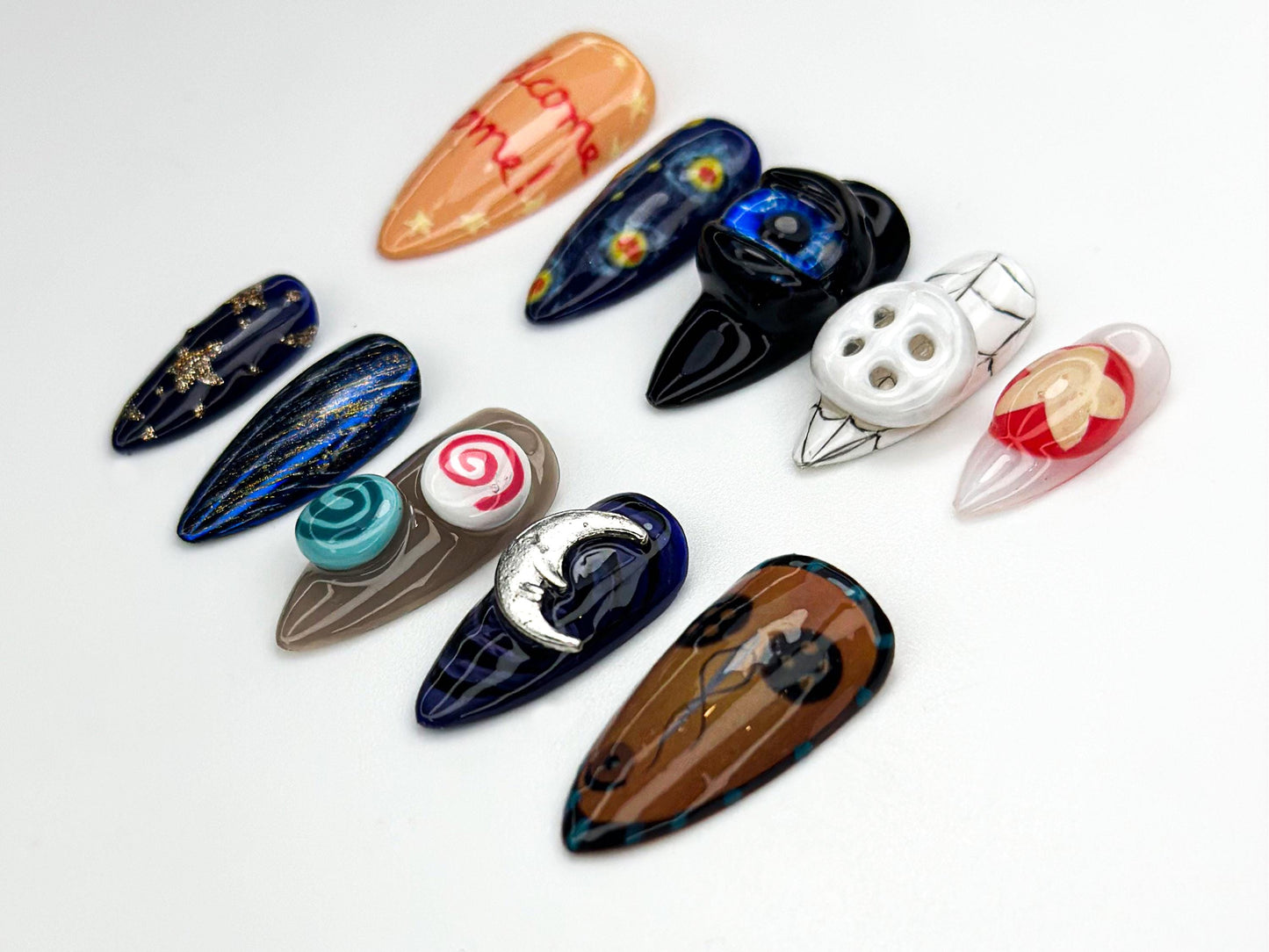 Other World Fantasy Press-On Nails with Mystic Charm.