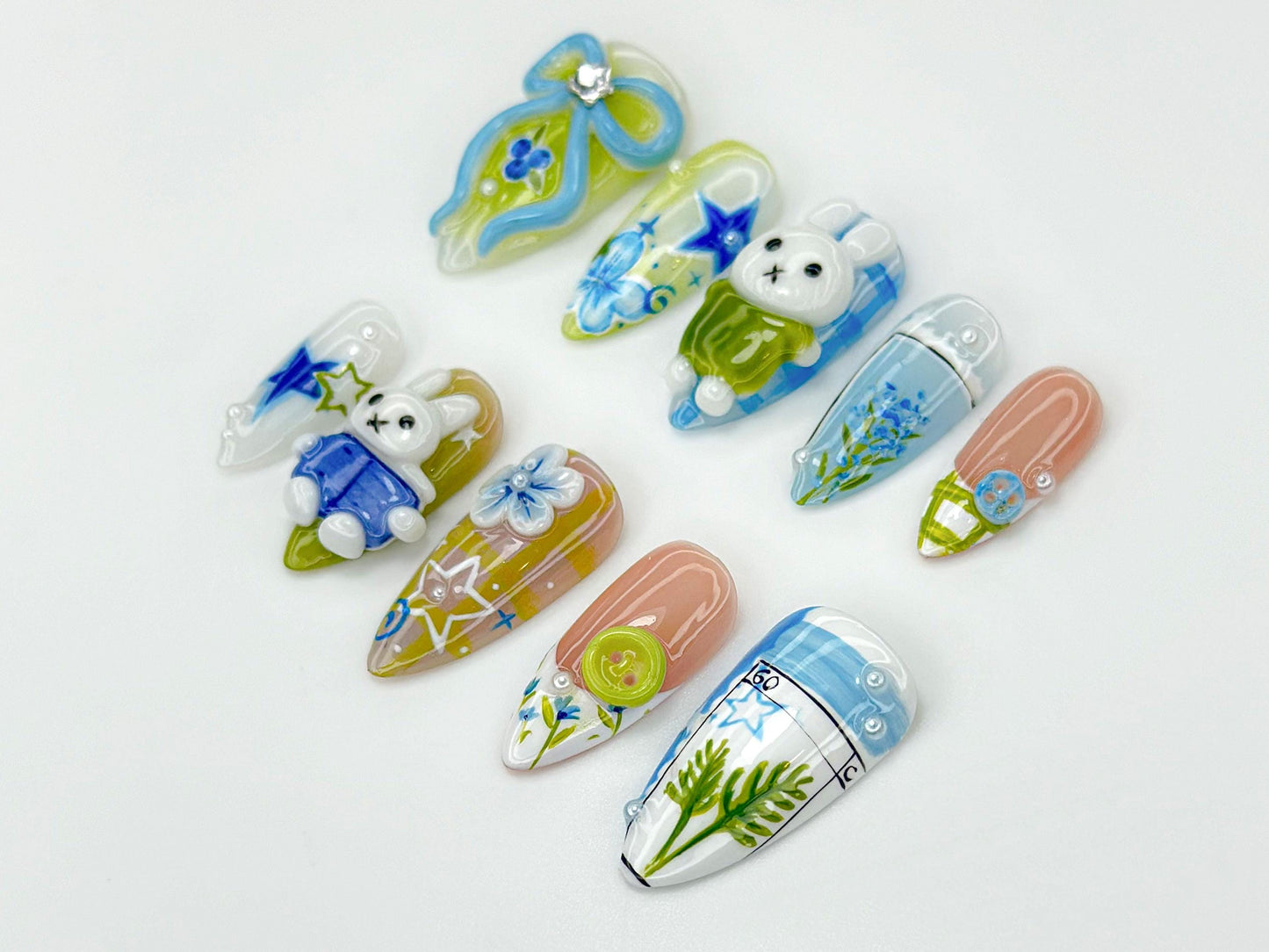 Cute Bunny Garden 3D Press On Nail Set