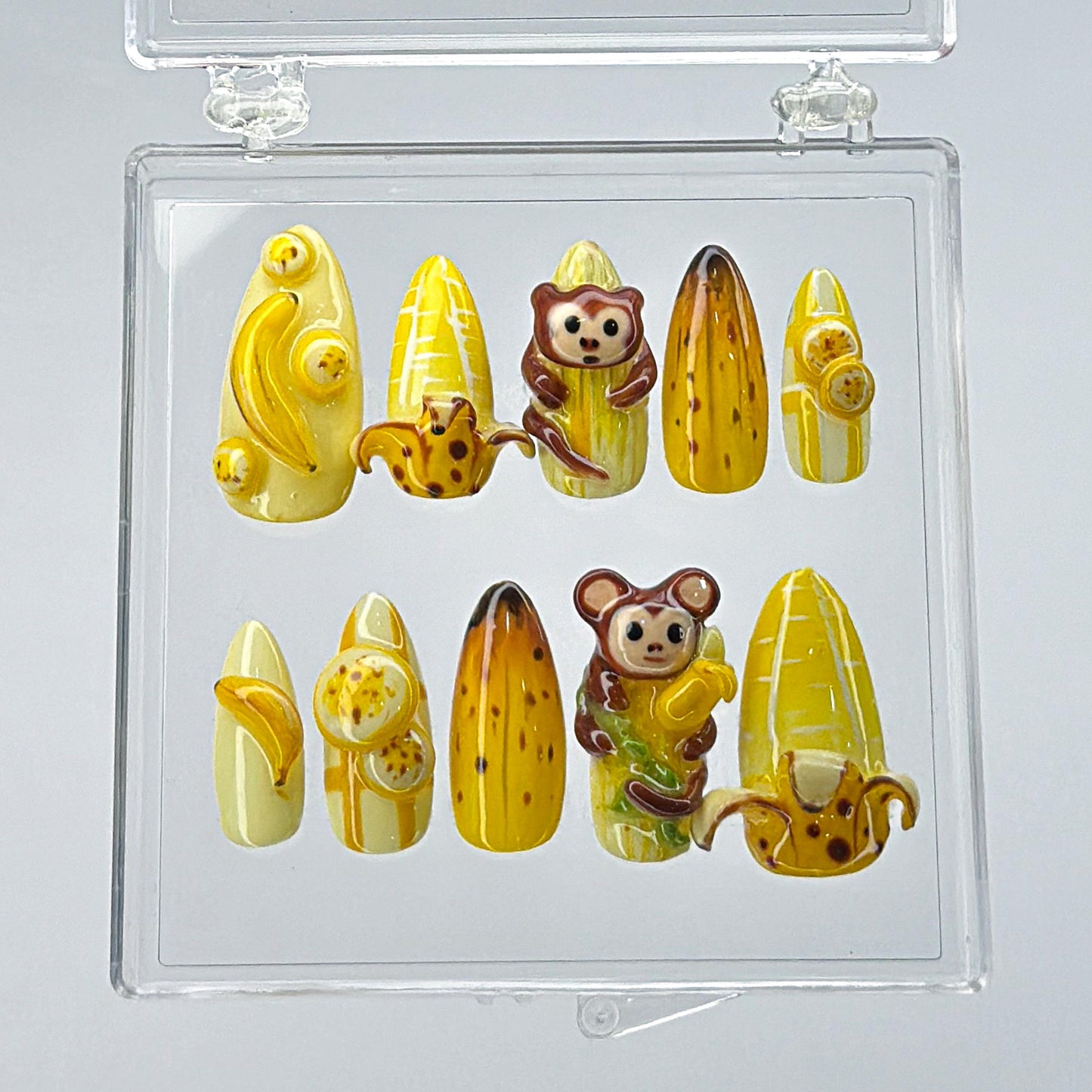 3D Monkey Press On Nails with Bananas
