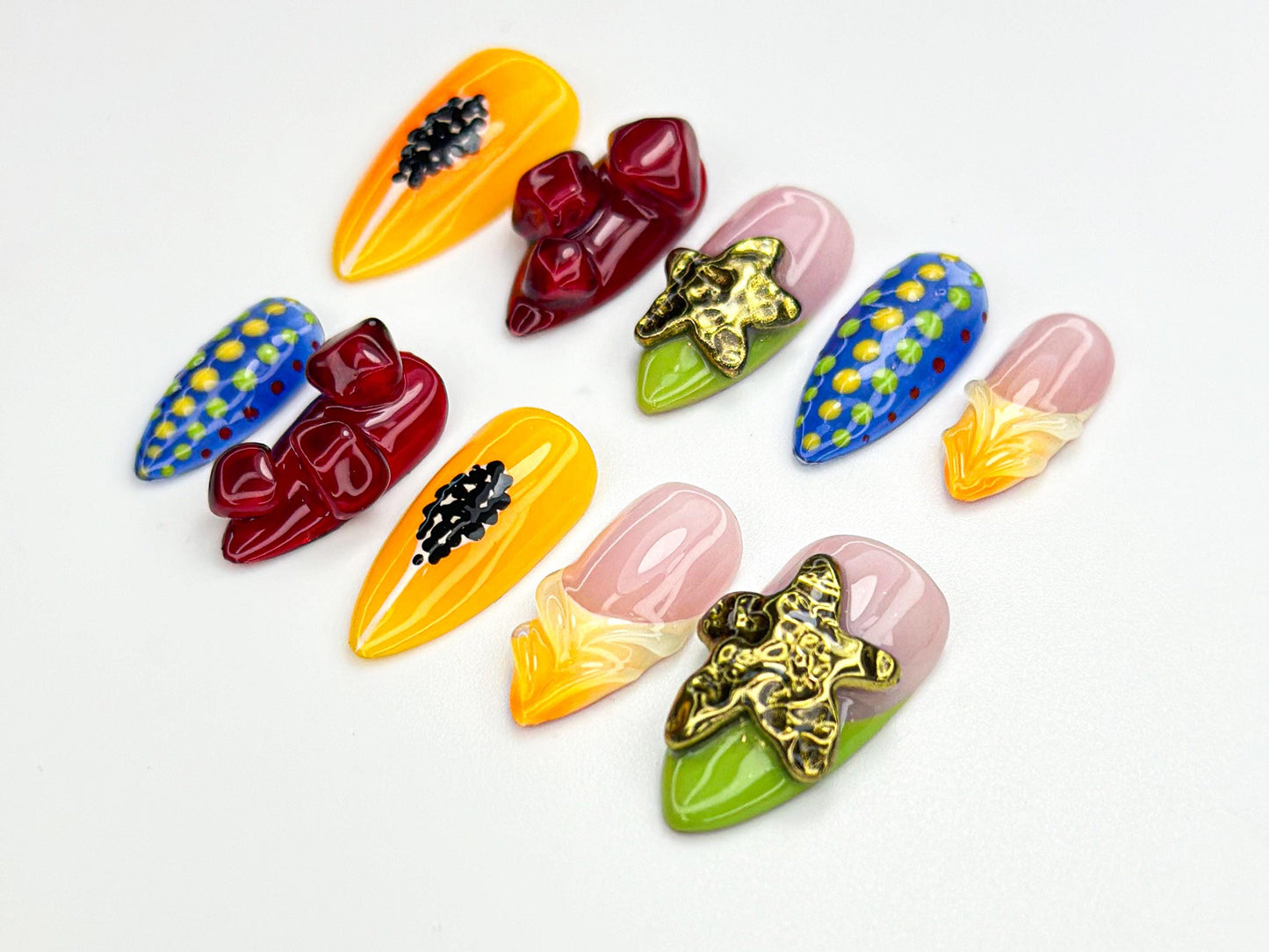 Colorful 3D Fruit Summer Press-On Nails
