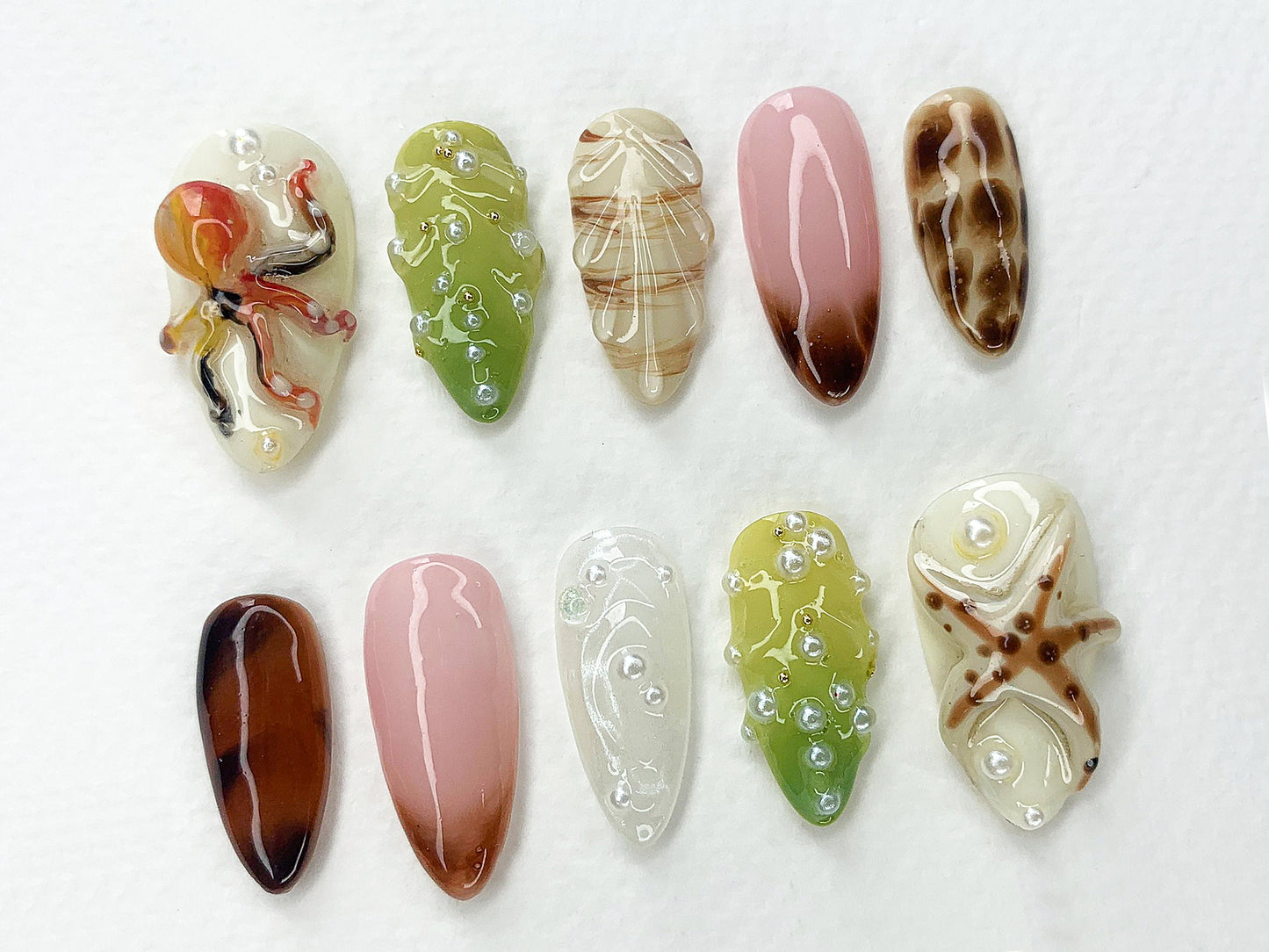 Elegant 3D Ocean Nail Art - Unique Designs