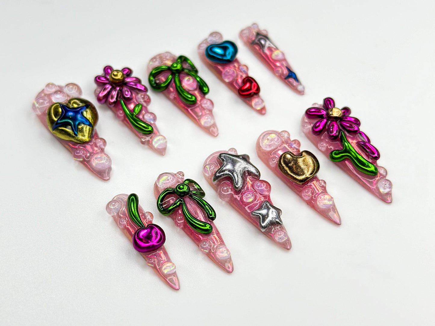 Y2K Pink Bubble Kawaii Press On Nails
