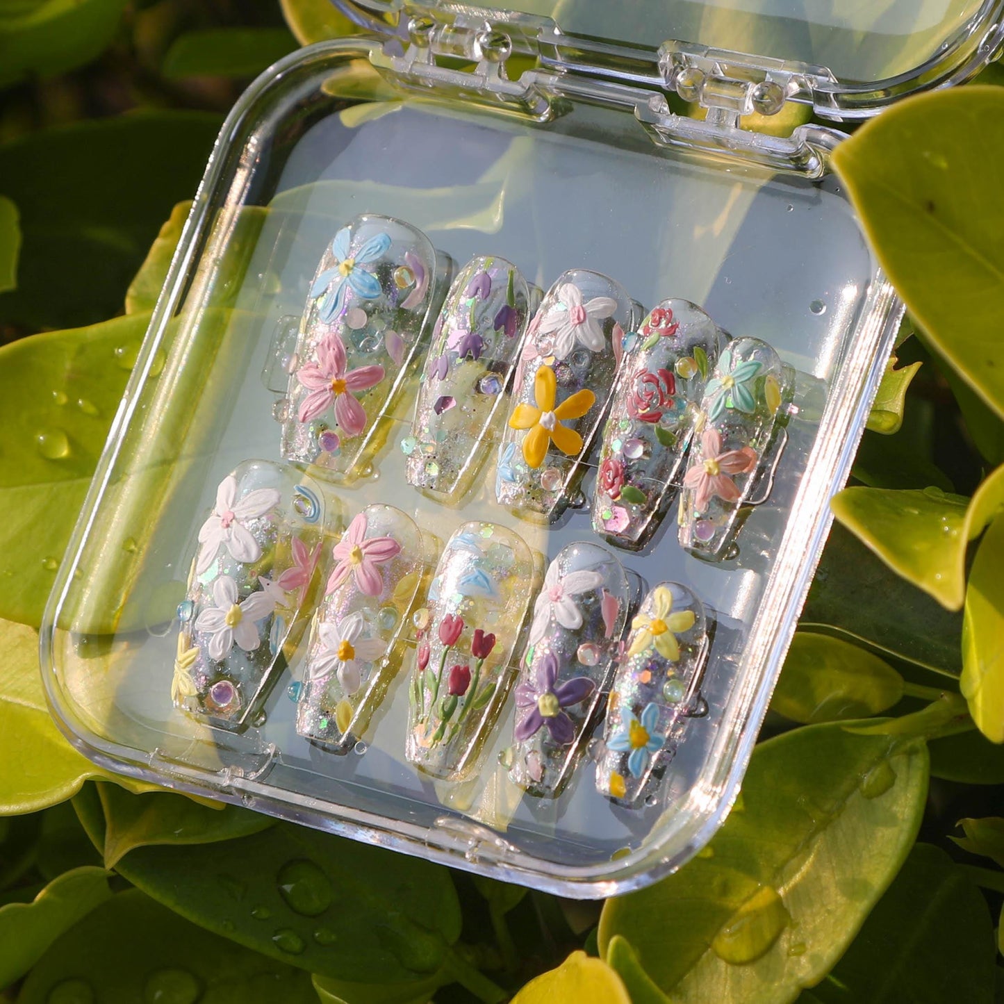 Rainbow Garden Press On Nails