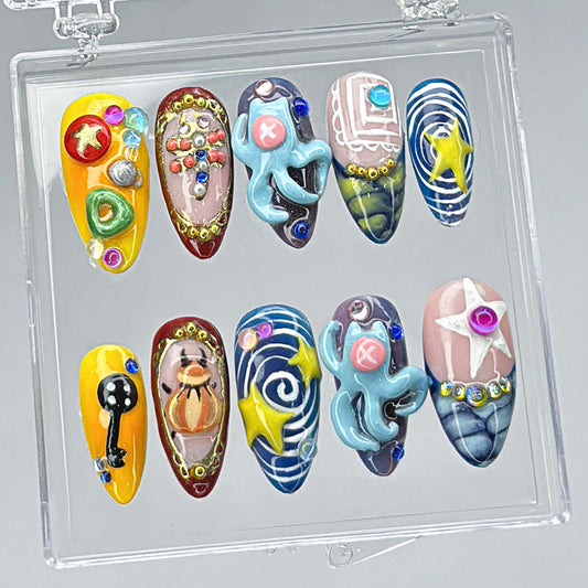 3D Cartoon Space Pop Art Press Nails